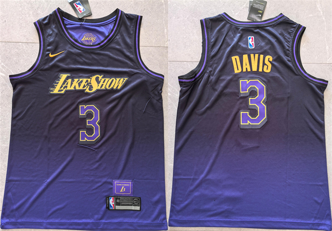 Men's Purple Los Angeles Lakers #3 Anthony Davis 2024 City Edition Stitched Basketball Jersey